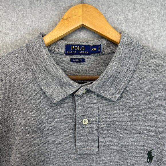 POLO Ralph Lauren Mens Heather Gray Polo Shirt Short Sleeve Collared Size XXL - Picture 4 of 12